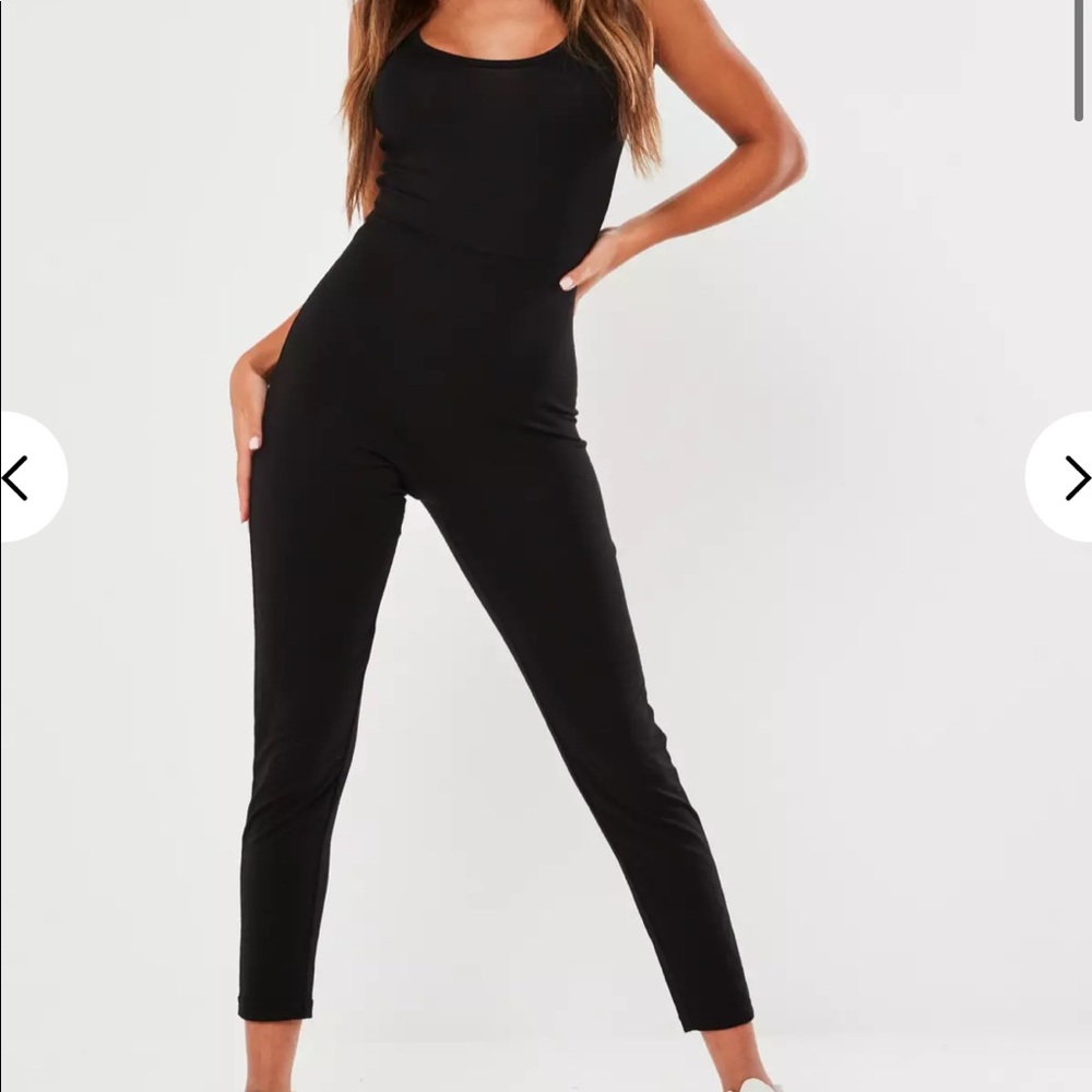 Missguided Black Scoop Neck Unitard Jumpsuit